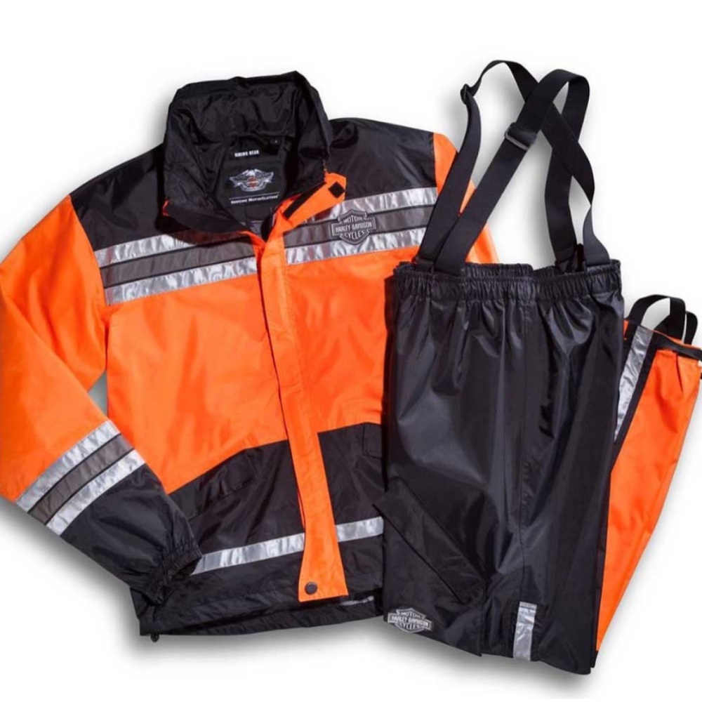 Men’s Hi-Vis orange Harley Davidson rain suit 3X
